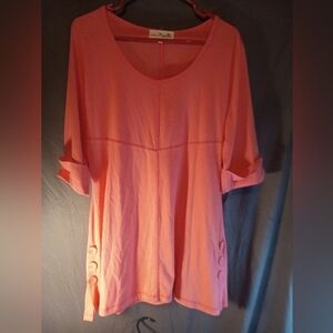 Simply Noelle Coral Tunic with Button Details